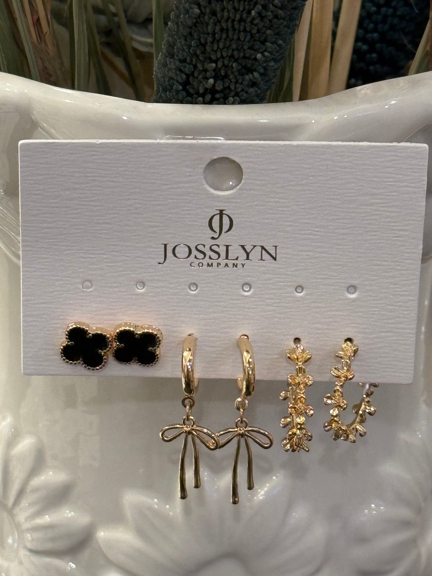 Clover Huggie Hoop Bow Hoop Trio Earrings