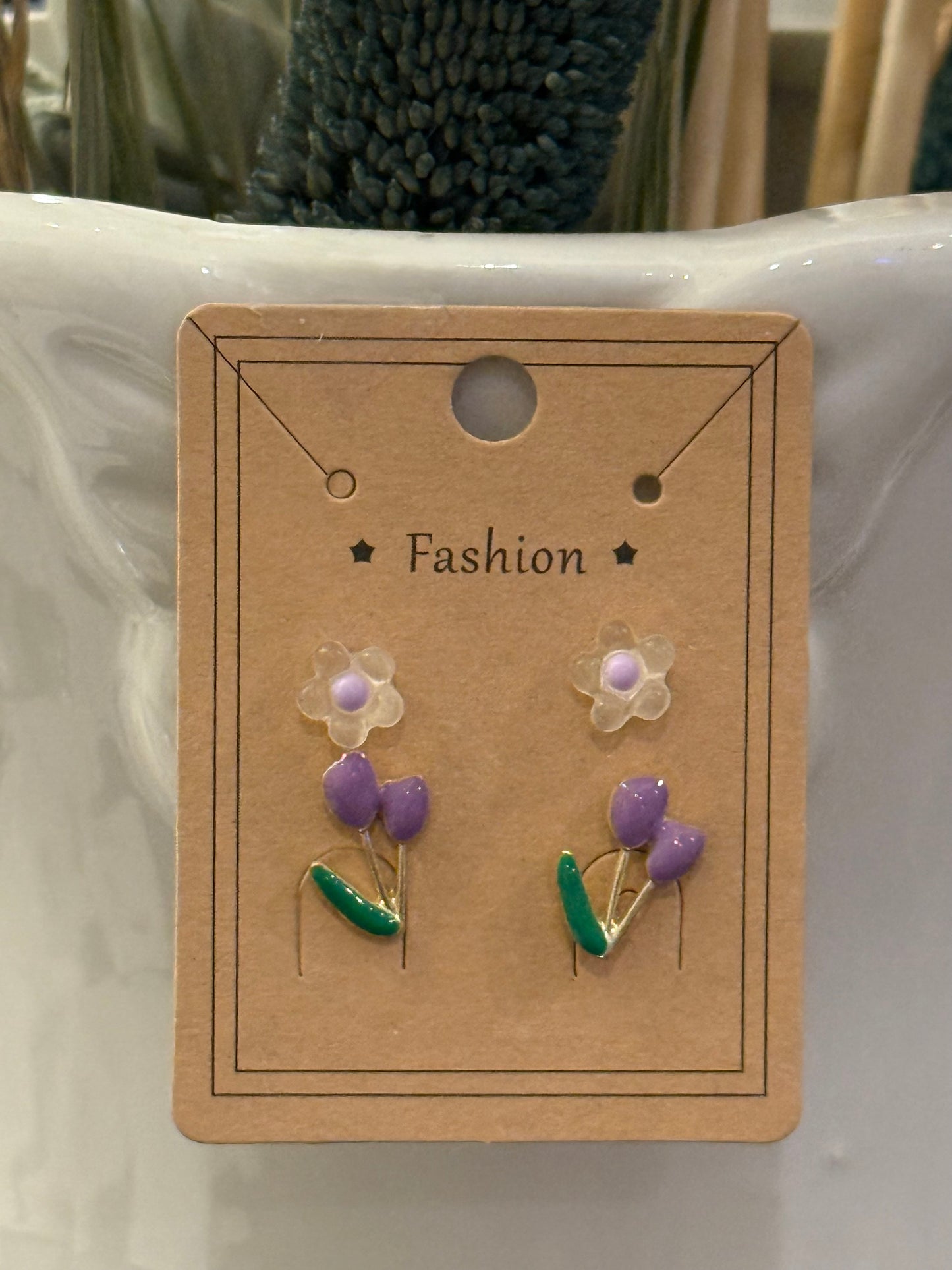 Double Earring Flower and Tulip Set