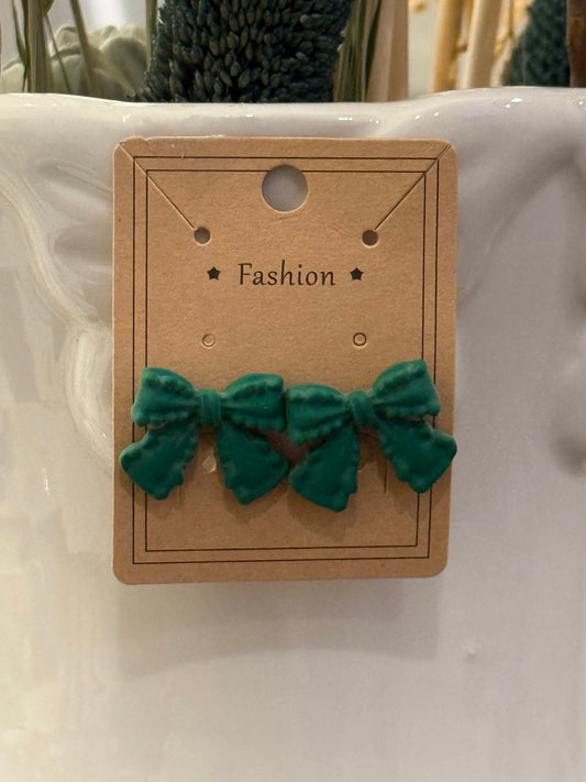 Green Bow Earrings