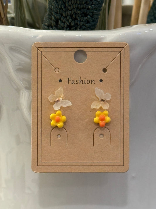 Double Earring Bow And Flower Set